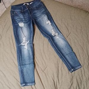 Stylish Blue Distressed Women's Jeans